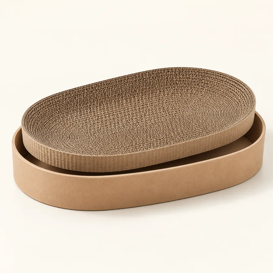 Concept de couchage-griffoir ovale avec insert remplaçable
