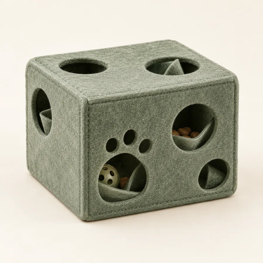Concepto de caja de búsqueda de fieltro salvia con varias aberturas
